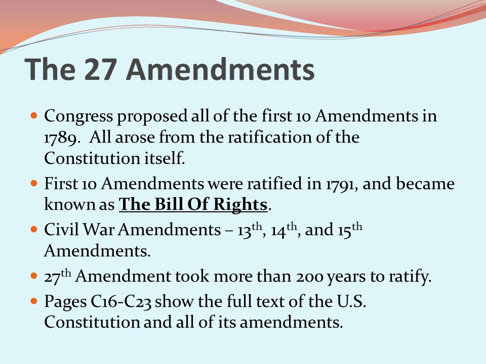 List of amendments to the United States Constitution